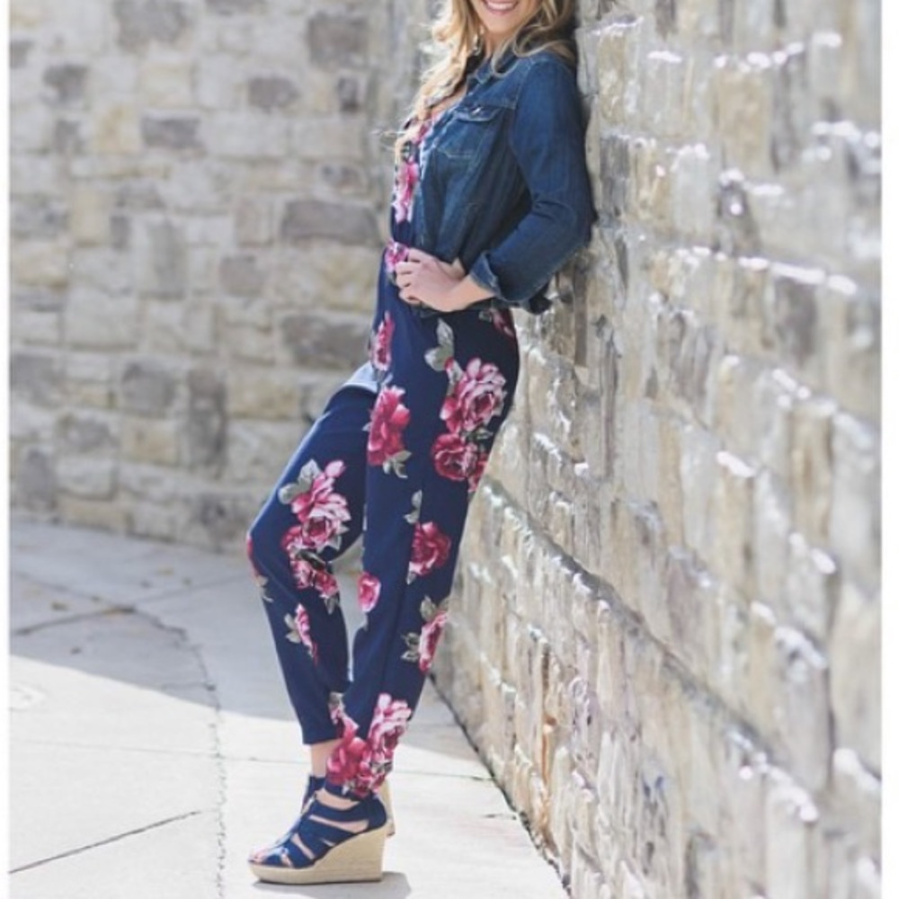Floral navy jumpsuit